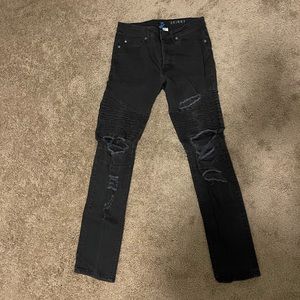 Black Ripped Skinny Jeans Biker